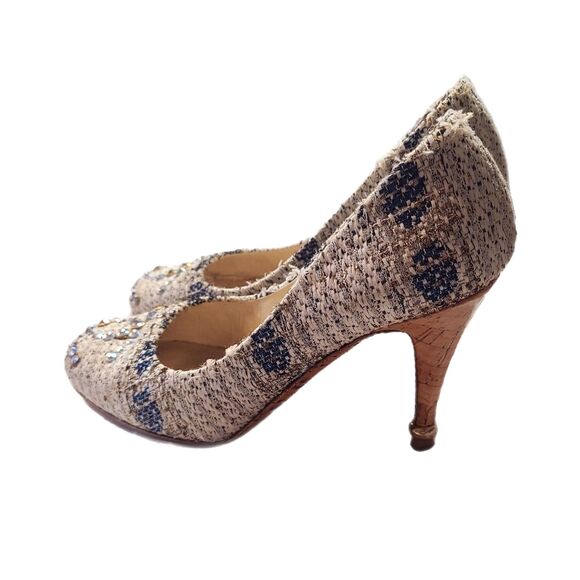 Chanel [Authentic] Metallic Tweed Rhinestone CC Closed Toe 3" Heels Size 6.5 - 7 - Picture 4 of 13